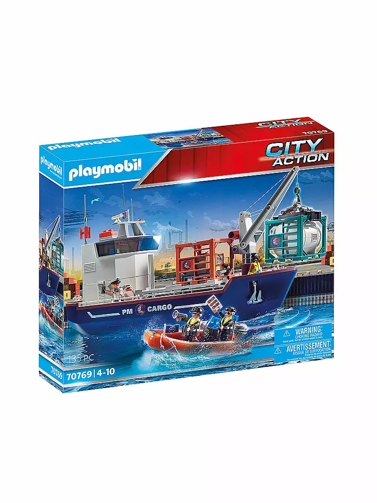 PLAYMOBIL | Cargo - Großes Containerschiff mit Zollboot 70769 | keine Farbe