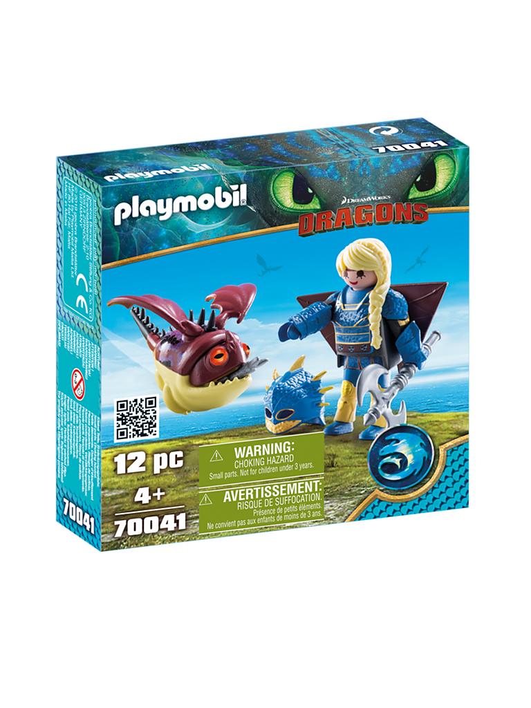 PLAYMOBIL | Dragons - Astrid mit Fluganzug und Hobgobbler 70041 | blau