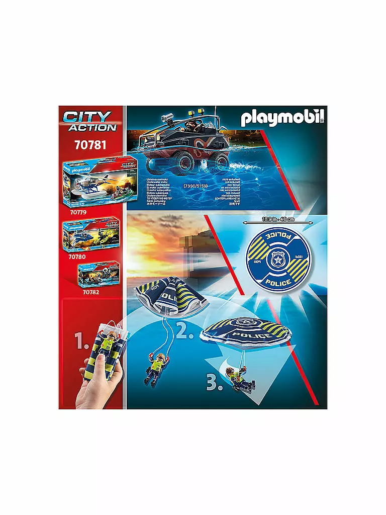 PLAYMOBIL | Polizei-Fallschirm: Verfolgung des Amphibien-Fahrzeugs 70781 | keine Farbe