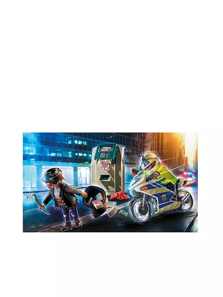 PLAYMOBIL | Polizei-Motorrad: Verfolgung des Geldräubers 70572 | keine Farbe