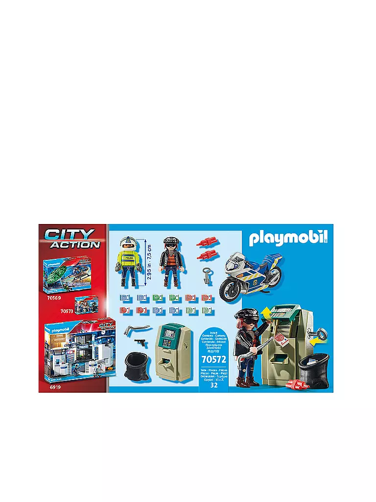 PLAYMOBIL | Polizei-Motorrad: Verfolgung des Geldräubers 70572 | keine Farbe