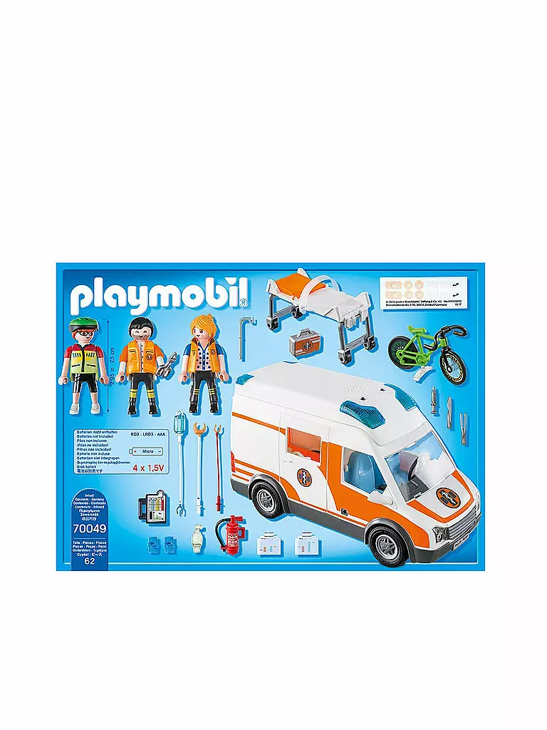 PLAYMOBIL | Rettungswagen mit Licht und Sound 70049 | blau