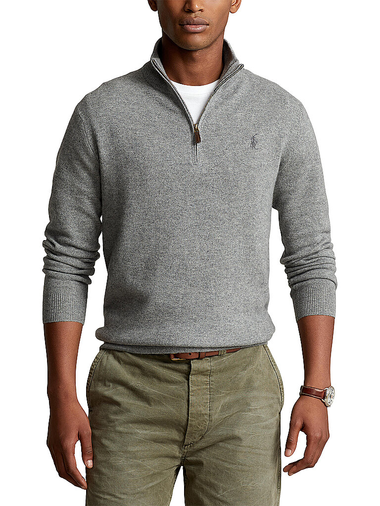 POLO RALPH LAUREN Troyer Pullover Regular Fit hellgrau