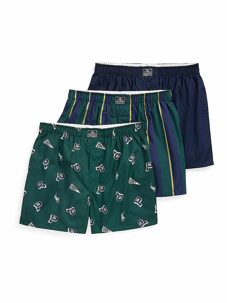 POLO Boxershorts 3-er Pkg print navy dunkelgrün M herren