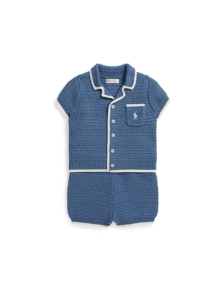 POLO RALPH LAUREN Baby Set 2-teilig Strickjacke und Shorts blau | 86