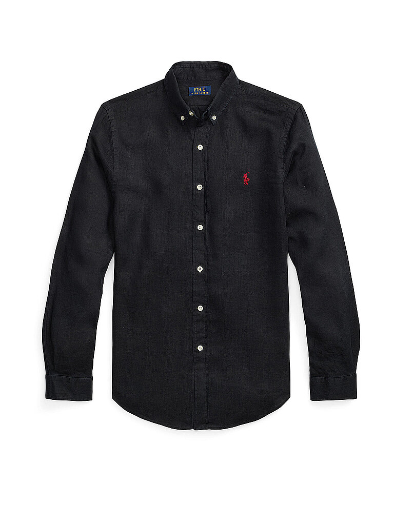 POLO Leinenhemd Custom Fit schwarz XXL herren