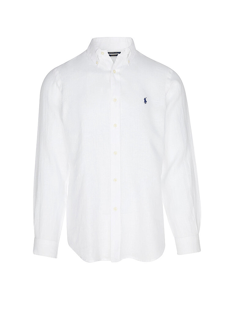Polo Ralph Lauren Herren Weiss Leinenhemd Custom Fit | Mittel