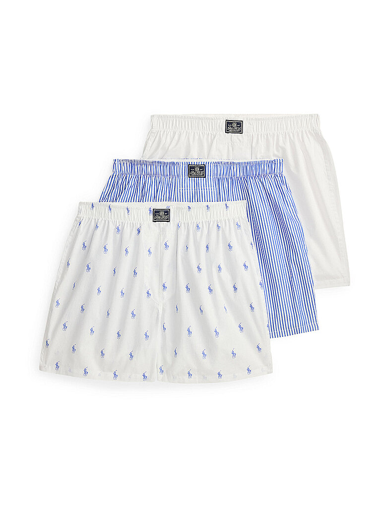 POLO RALPH LAUREN Boxershorts 3er Pkg. white / blue stripe blau | XL