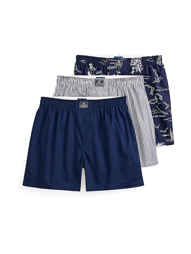 POLO Boxershorts 3er Pkg. stripe / bear dunkelblau L herren