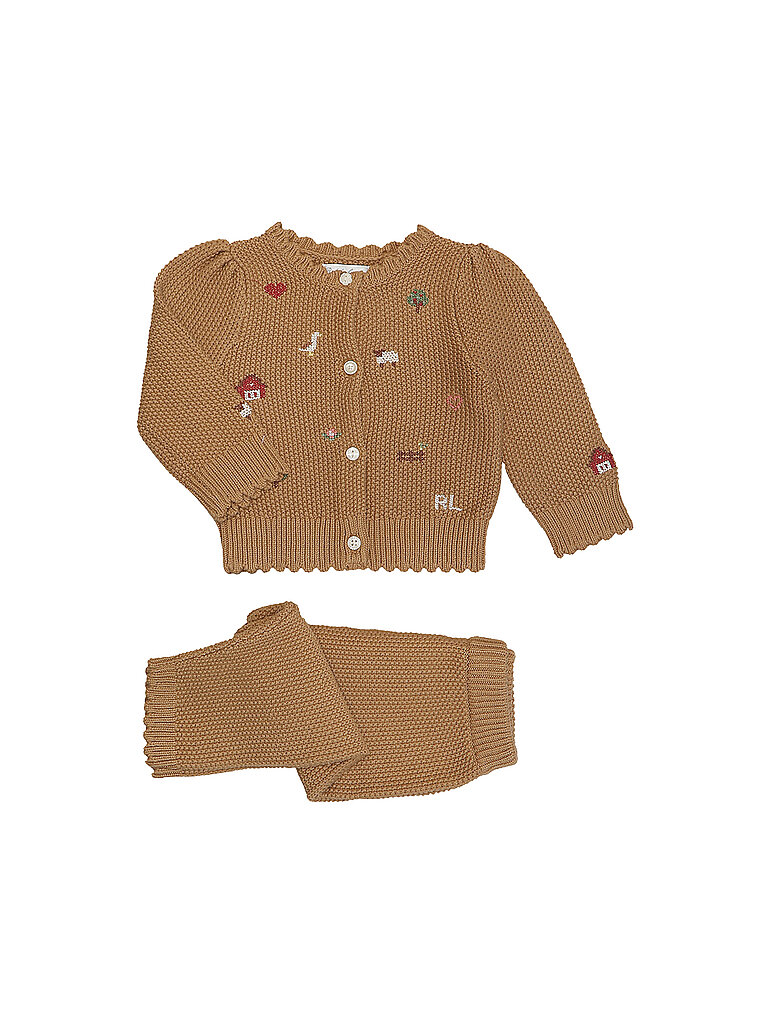 POLO RALPH LAUREN Baby Set Strickjacke und Strickhose 2 teilig braun | 68
