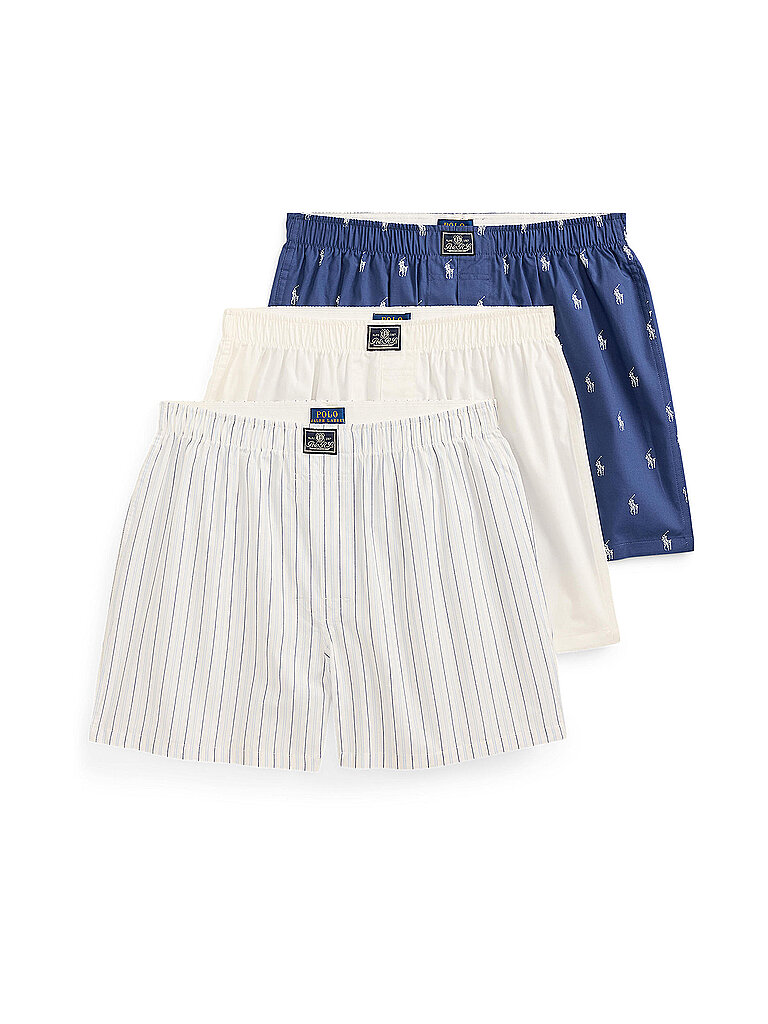 POLO RALPH LAUREN Boxershorts 3er Pkg. white blue stripe l navy weiss | S