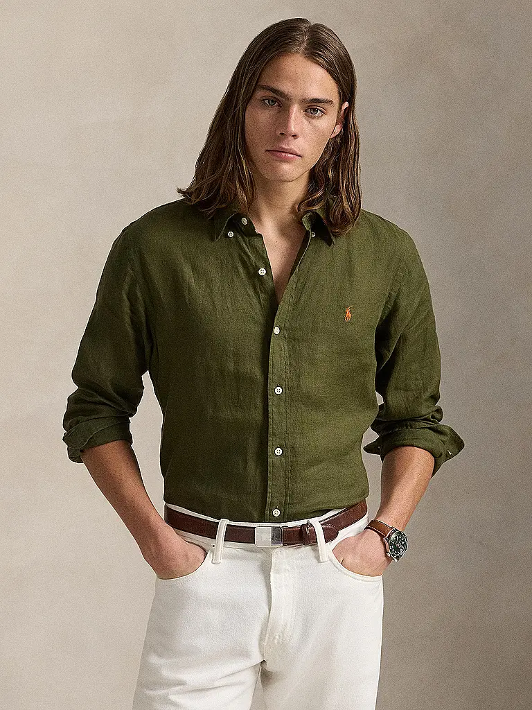 POLO RALPH LAUREN | Leinenhemd Custom Fit | Olive