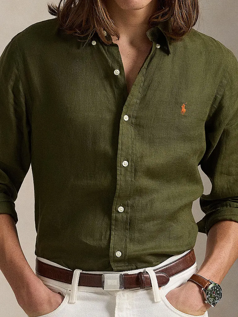 POLO RALPH LAUREN | Leinenhemd Custom Fit | Olive