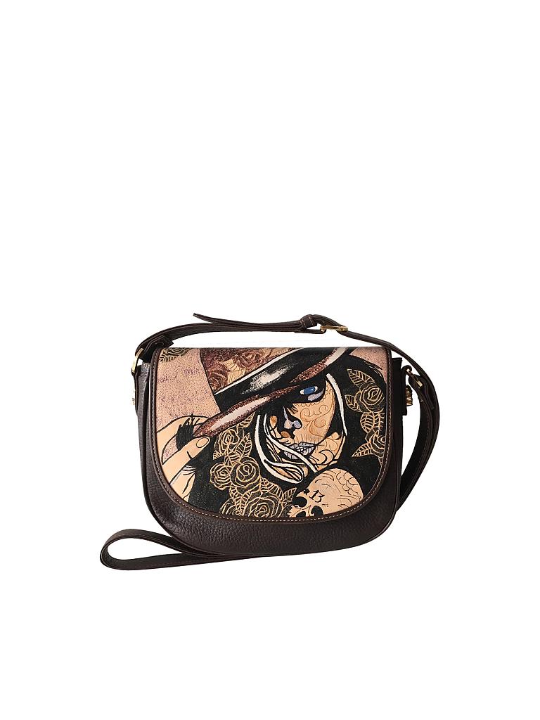 PRISON ART | Ledertasche - Umhängetasche "Half Moon Tattooed - Lady Rosen" | braun