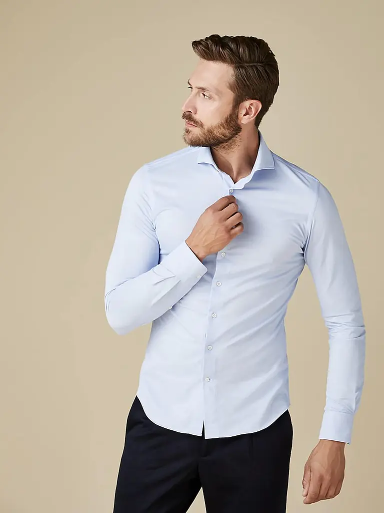 PROFUOMO | Hemd Japanese Knit | hellblau