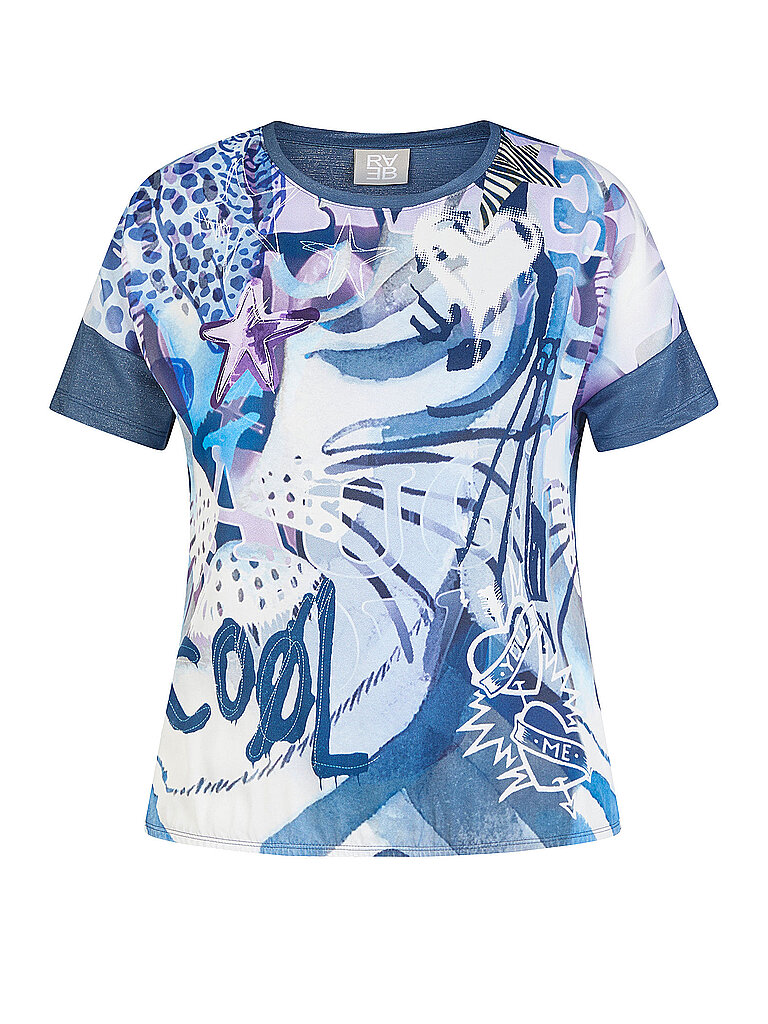 Print-Shirt RABE "T-Shirt", Damen, Gr. 44, dunkelblau, 82%Viskose 13%Polyester 5%Elasthan, gerade, Shirts