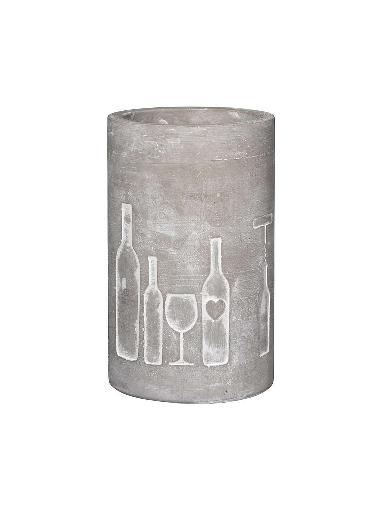 Flaschenkühler aus Beton 21cm Flasche und Glas grau baby