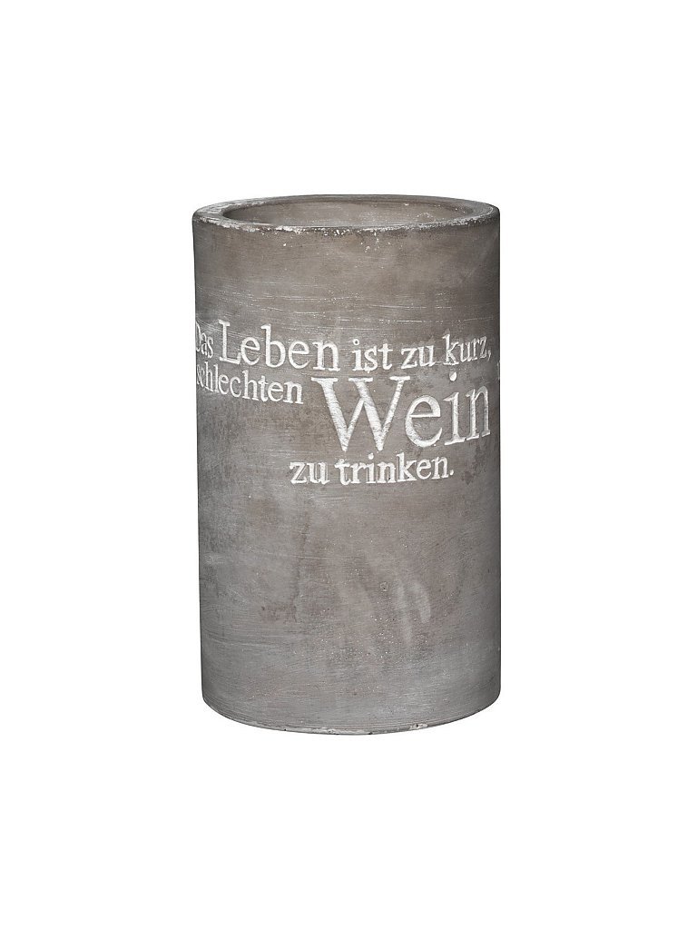 RAEDER Flaschenkühler aus Beton 21cm Das Leben ist zu kurz... grau baby