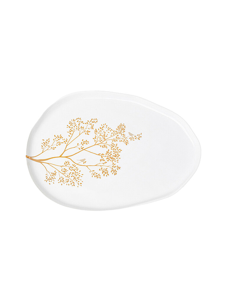 Schale GOLDZWEIG 28,5x20cm Weiss weiss baby