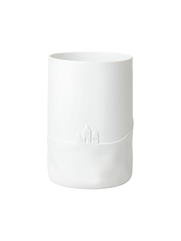 RAEDER Vase SCHNEETAG 14,5x21x8cm Hundeschlitten  weiss
