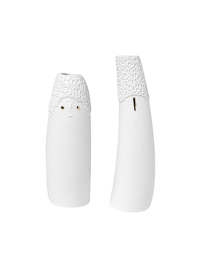 RAEDER Vase 2er Set FAMILIENBANDE ONKEL & TANTE Weiss weiss
