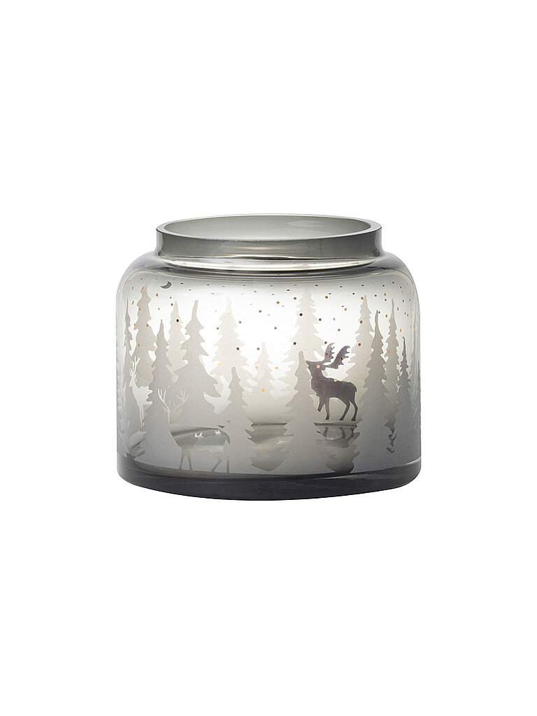 RAEDER Weihnachts Wintervase Waldlantschaft hellgrau