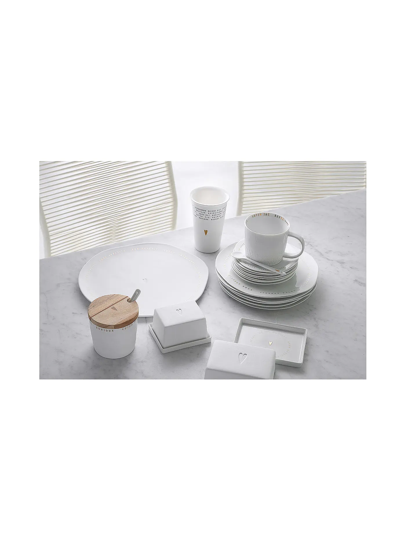 RAEDER | Butterdose gross "Herz" 250g | weiss