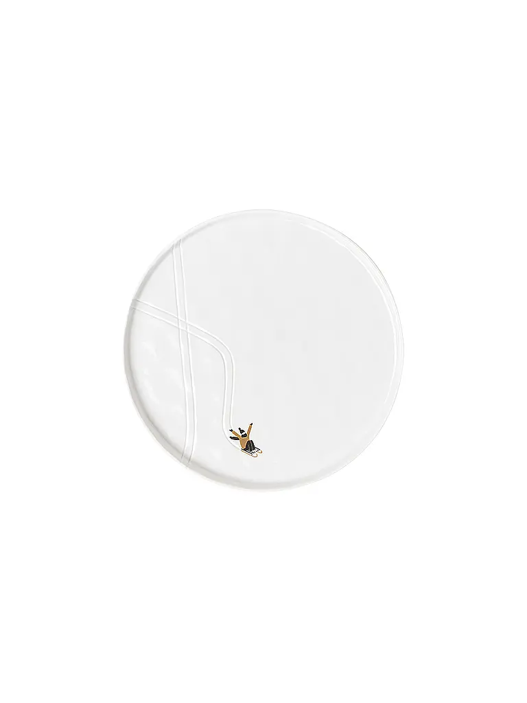 RAEDER | Teller SCHNEETAG 22cm Schlittenfahren  | weiss