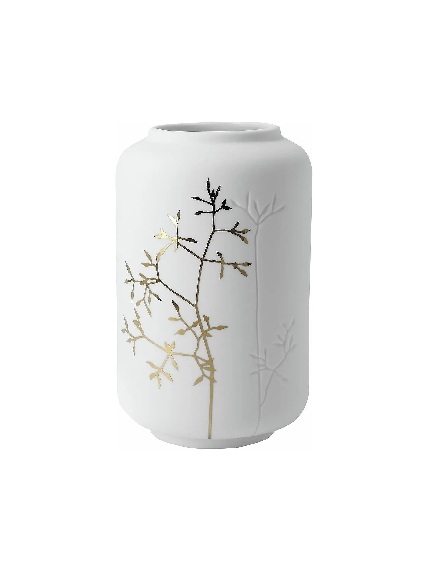 RAEDER | Vase 10,4cm Goldzweig | weiss