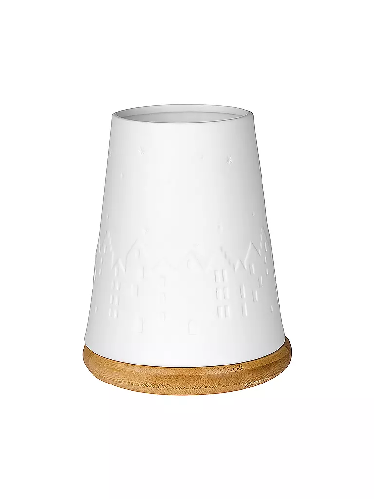 RAEDER | Weihnachs Windlicht Winterstadt 12,8x16,5cm Weiss | weiss