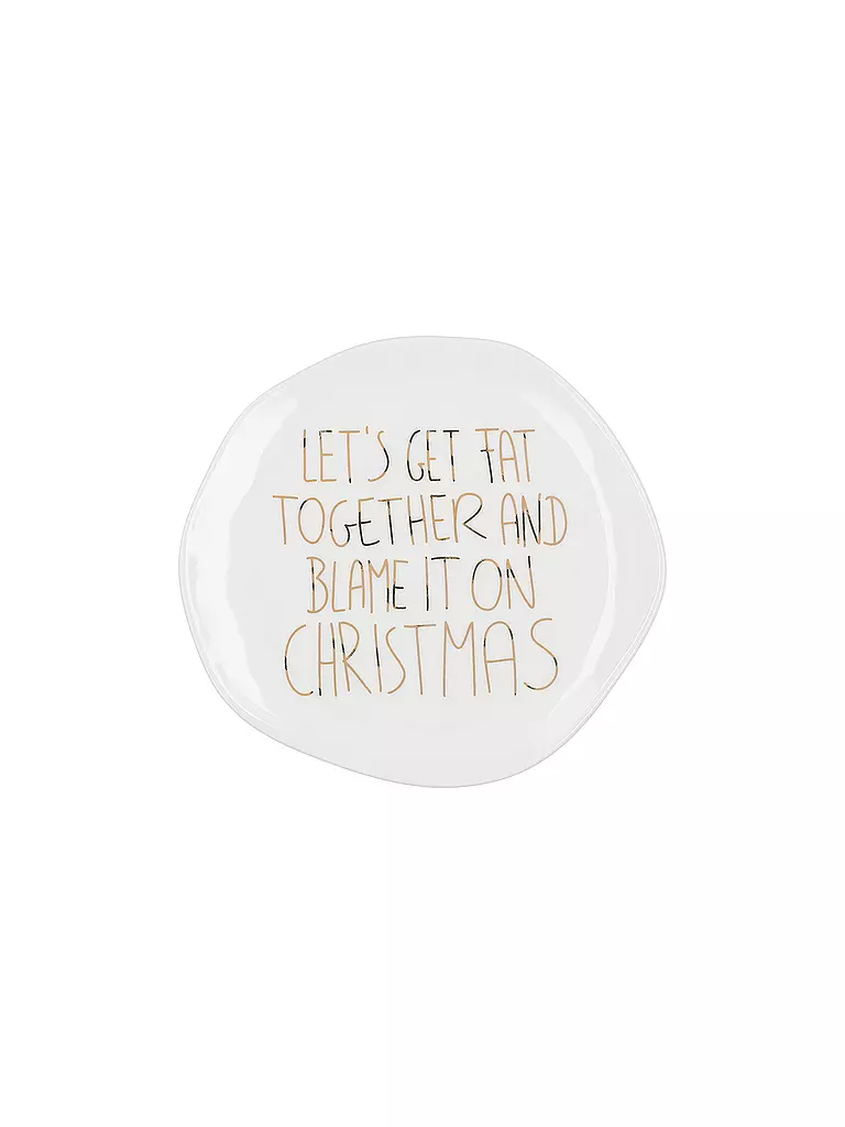 RAEDER | Weihnachtsteller 14cm LET'S GET FAT | Weiss
