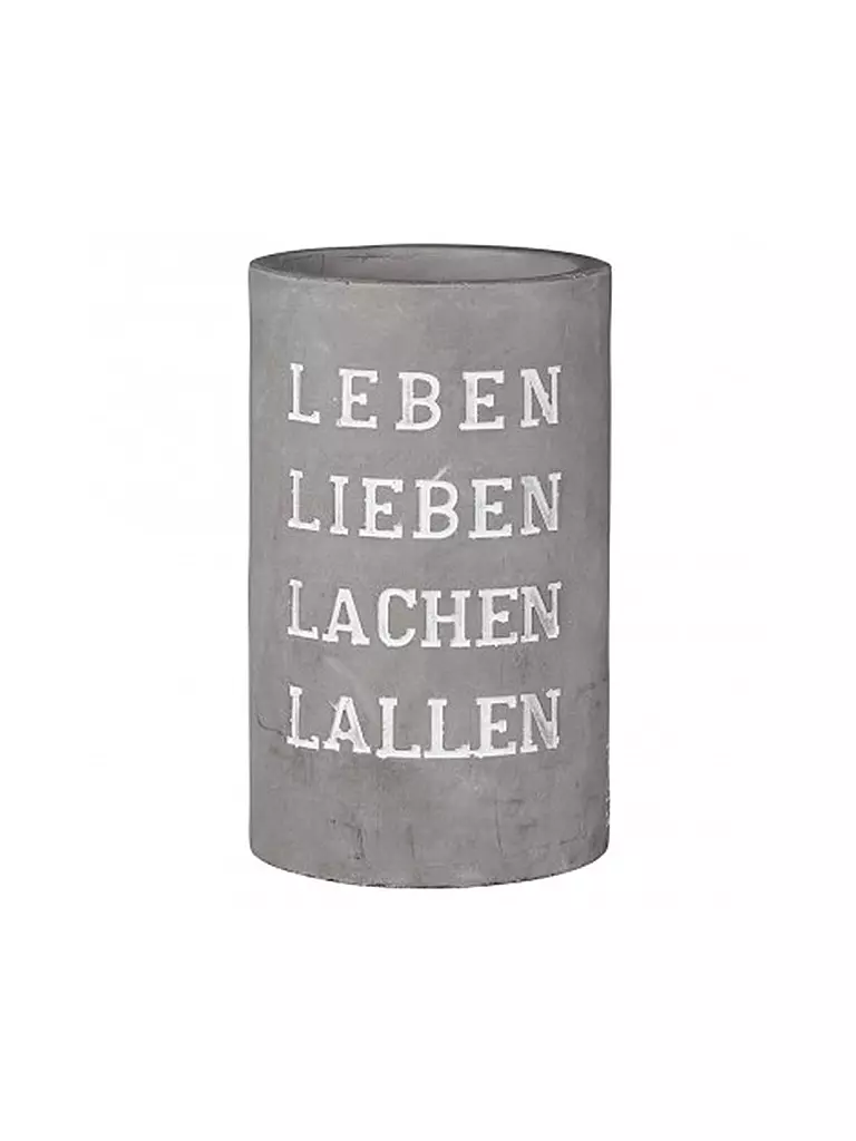 RAEDER | Weinkühler aus Beton 21cm "Leben Lieben Lachen Lallen" | grau