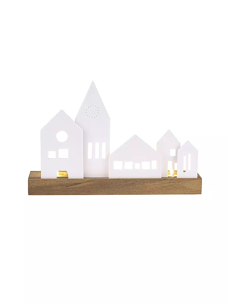 RAEDER | Xmas Lichtobjekt Stadt 25x16,5cm  | weiss