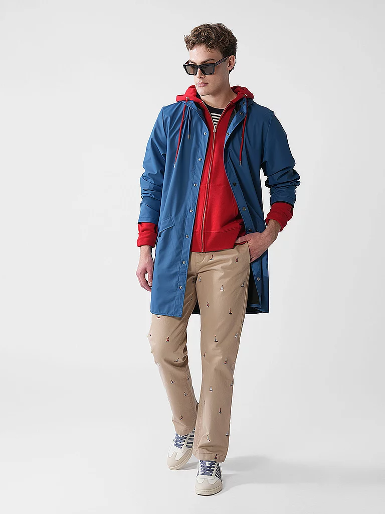 Rains Long Jacket Raincoat Blue L Men 4