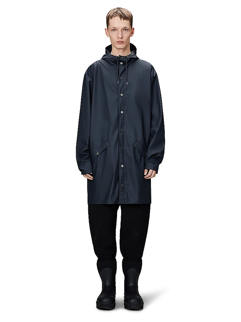 Rains Long Jacket Raincoat Blue L Men 2