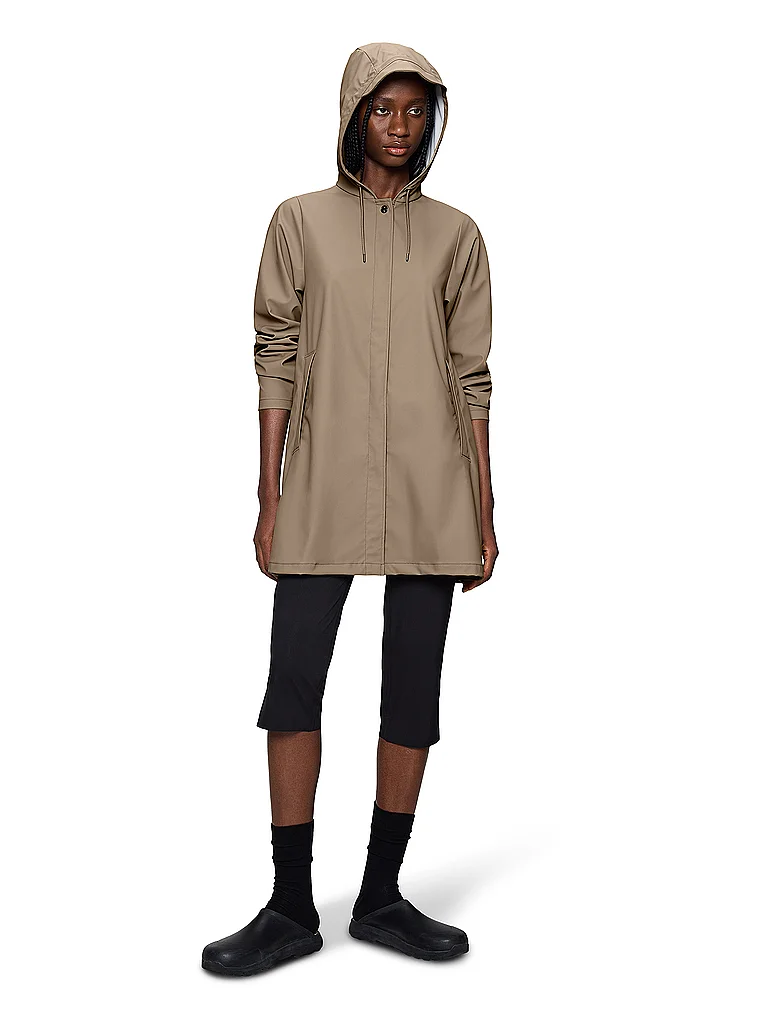 Rains pour femme. 18050 Veste A-Line beige (M), Casuel, Polyester 3
