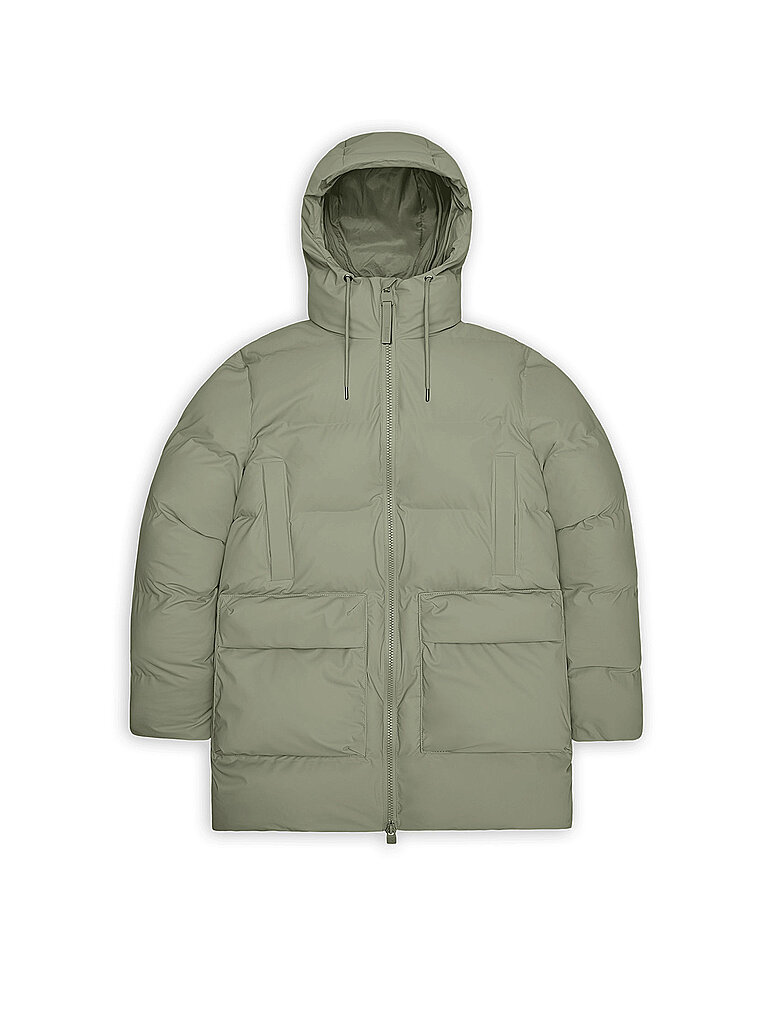 RAINS Parka ALTA LONG PUFFER CARGO J hellgrün | L