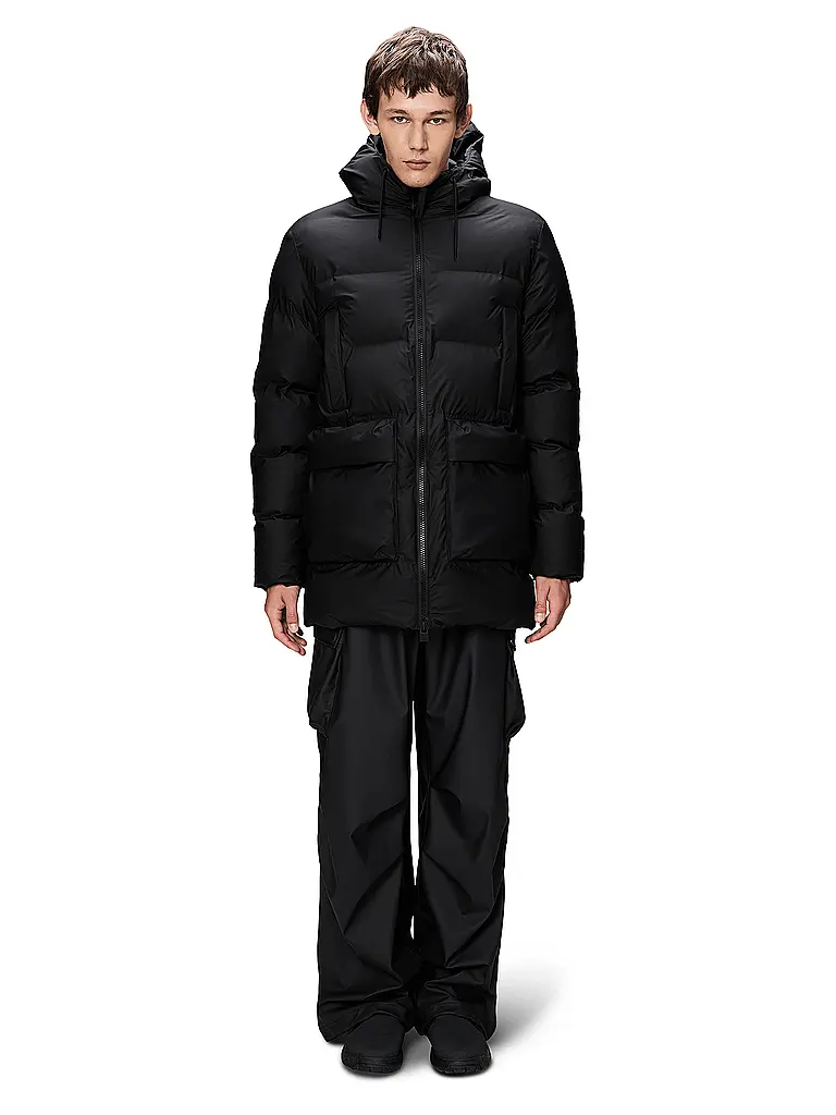 RAINS | Parka ALTA LONG PUFFER CARGO J | schwarz