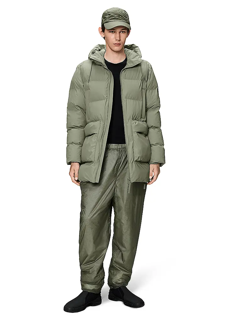 RAINS | Parka ALTA LONG PUFFER CARGO J | hellgrün