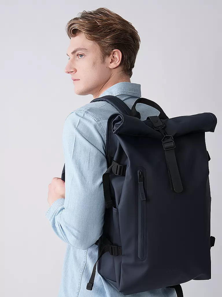 RAINS | Rucksack Rolltop Large  | blau