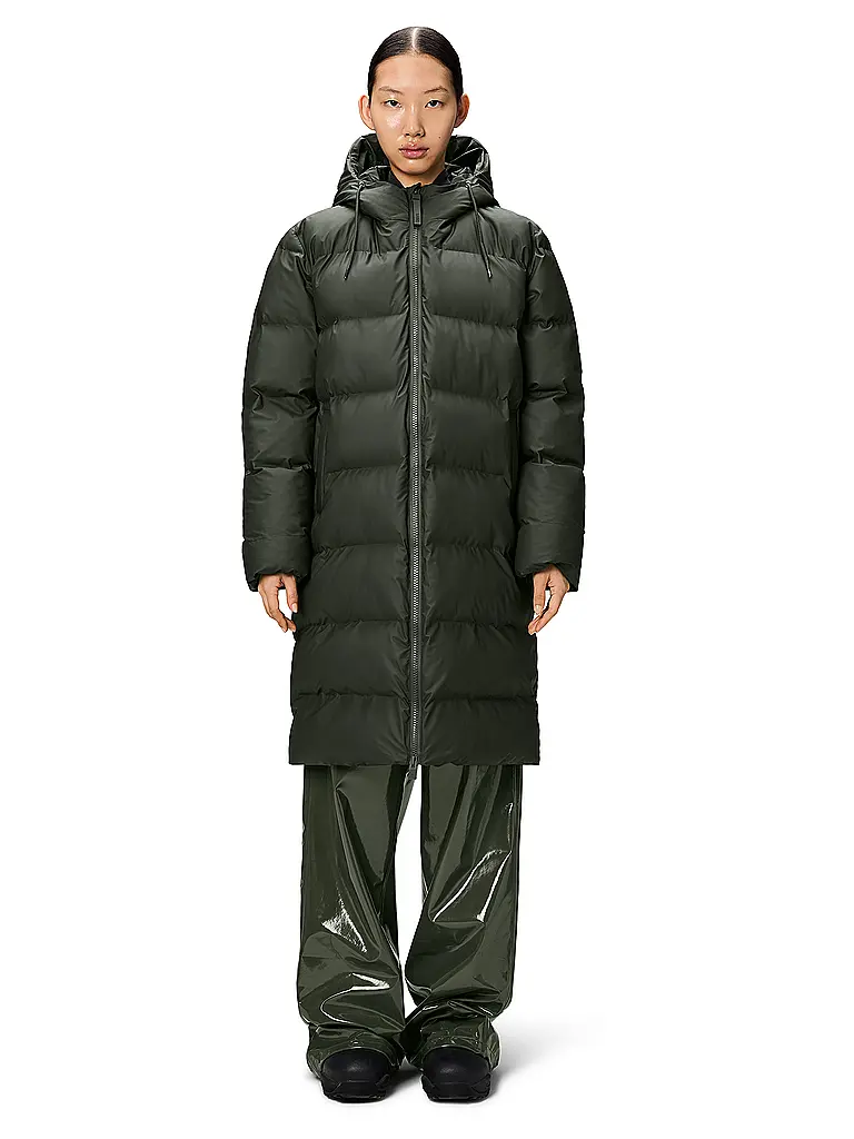 RAINS | Steppmantel ALTA LONGER PUFFER JACKET | grün