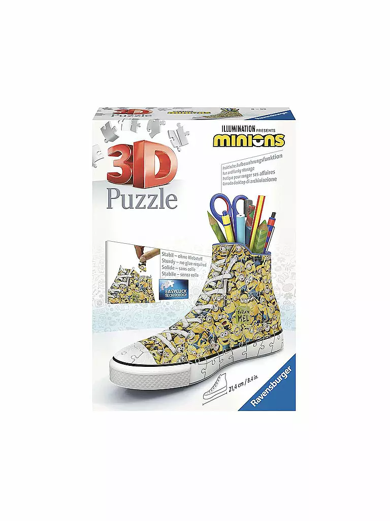 RAVENSBURGER | 3D Puzzle 11262 Sneaker Minions - Praktischer Stiftehalter - 108 Teile | keine Farbe