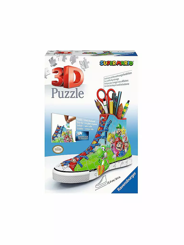RAVENSBURGER | 3D Puzzle Sneaker Super Mario 11267 - praktischer Stiftehalter im Super Mario Design - 108 Teile | keine Farbe