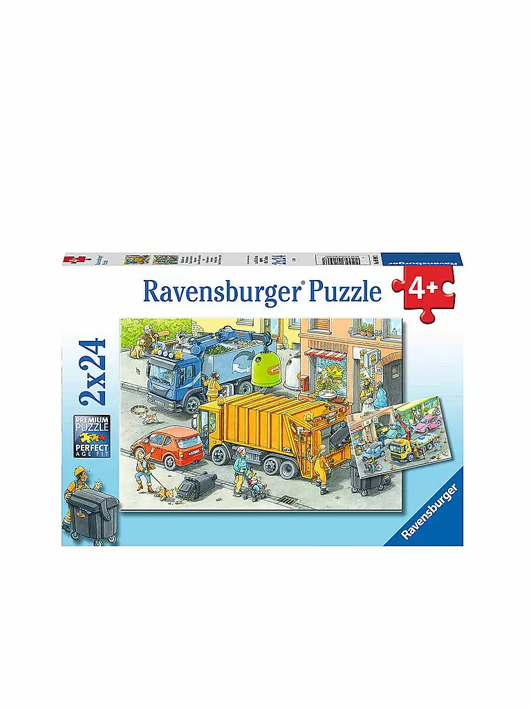 RAVENSBURGER | Kinderpuzzle - Müllabfuhr und Abschleppwagen 2x24 Teile | keine Farbe