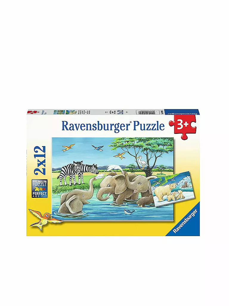 RAVENSBURGER | Kinderpuzzle - Tierkinder aus aller Welt 2x12 Teile | keine Farbe