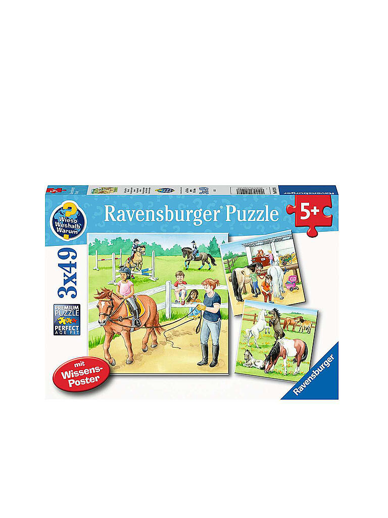 RAVENSBURGER | Kinderpuzzle - WWW, Ein Tag auf dem Reiterhof 3x49 Teile | keine Farbe