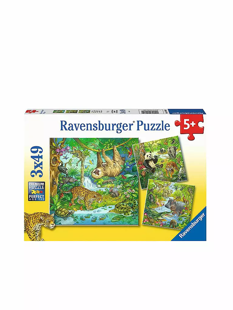 RAVENSBURGER | Kinderpuzzle 05180 - Im Urwald - 3x49 Teile | keine Farbe