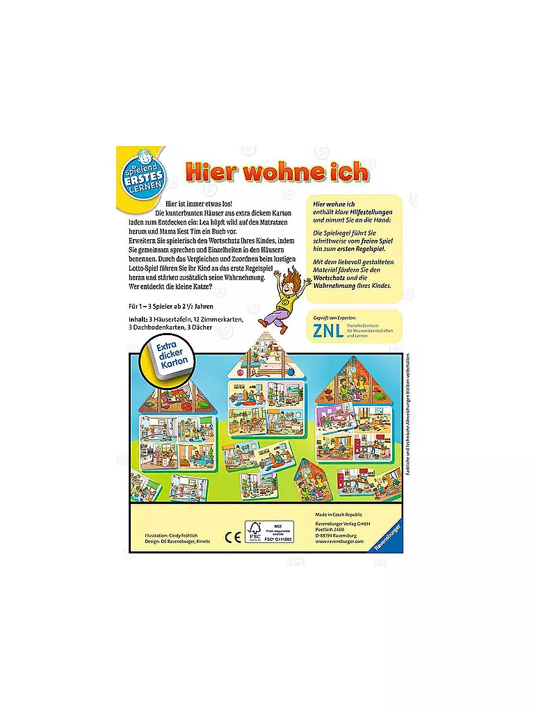 RAVENSBURGER | Lernspiel - Hier wohne ich | keine Farbe