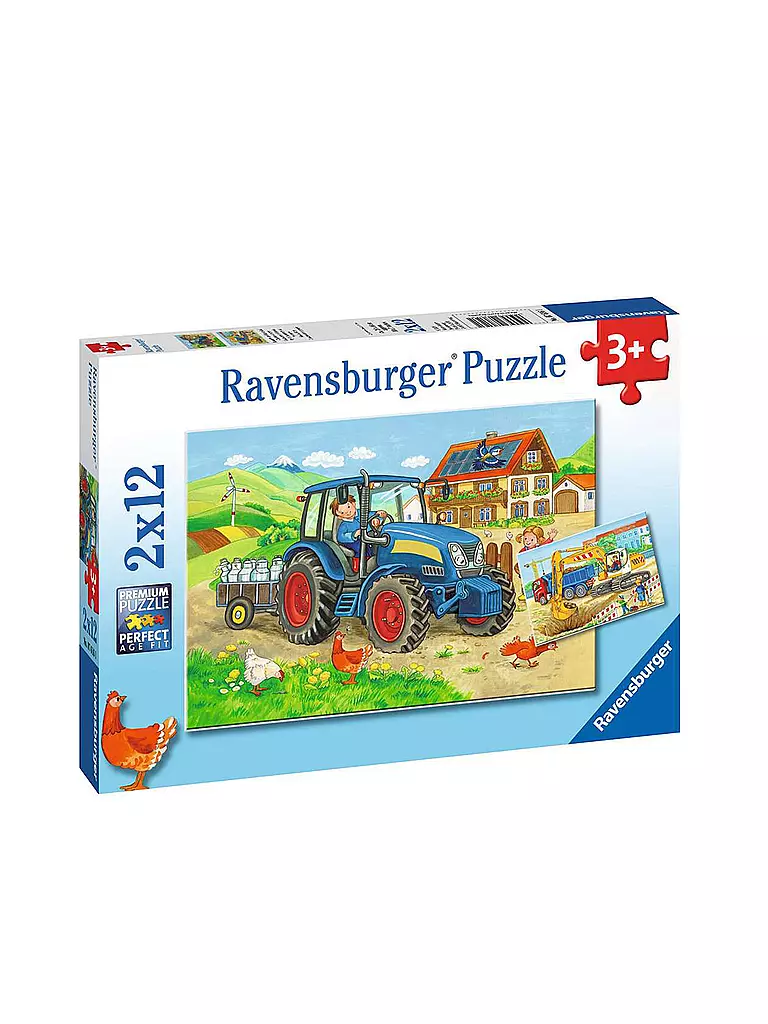 RAVENSBURGER | Puzzle - Baustelle und Bauernhof 2x12 Teile | keine Farbe
