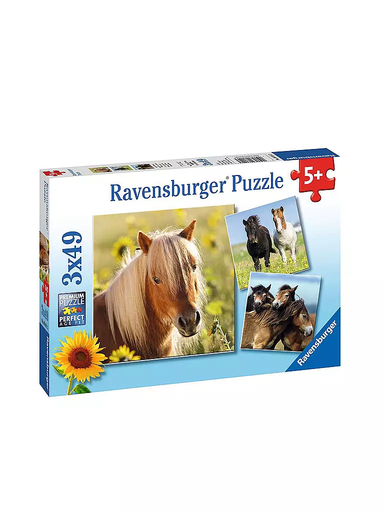 RAVENSBURGER | Puzzle - Liebe Pferde 3x49 Teile | keine Farbe
